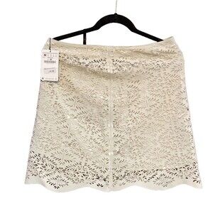 ZARA  Woman Cream Faux Leather Cutout Mini Skirt NWT Medium